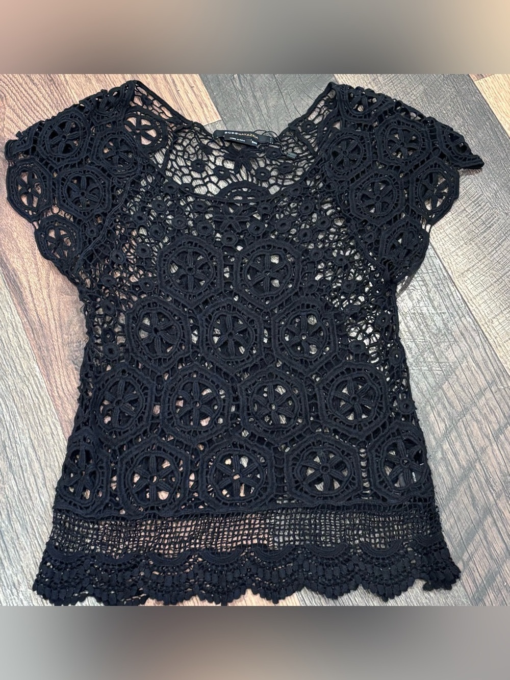 BCBG Maxazria Black Crochet Top in size S/M